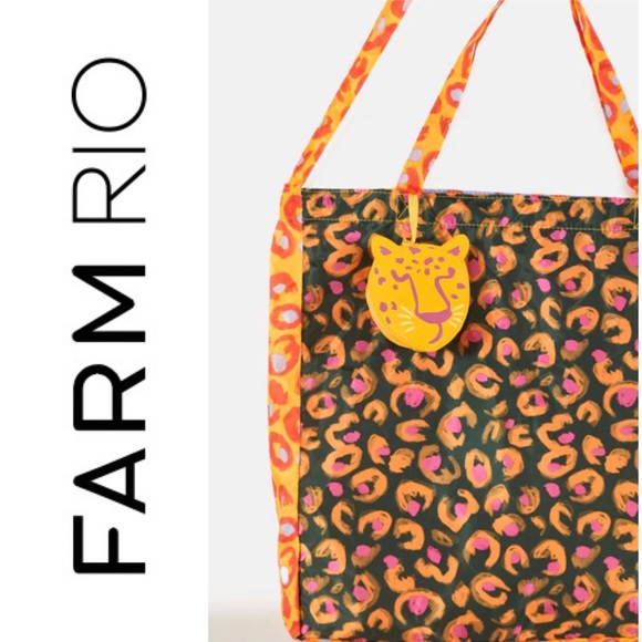 SOLD OUT - NWOT 🐆 Farm rio jaguar bag reusable shopping tote 🐆 - Picture 2 of 3